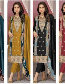 Primeisha Embroidery And Zarkan Work Chinnon Straight Cut Trouser Suit