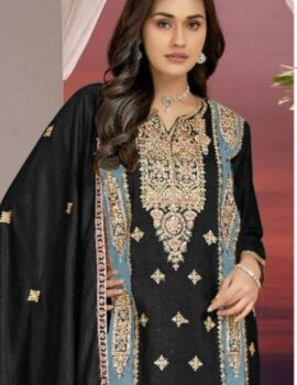 Primeisha Embroidery And Zarkan Work Chinnon Straight Cut Trouser Suit