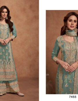 Primeisha Women’s Party Designer Palzzo Salwar Suit With Embroidery Work Semi Stitched