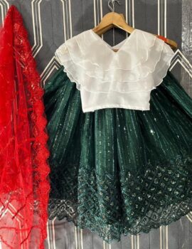 Primeisha Kids Lehenga Choli Soft Net Thread and Sequins Embroidered Work