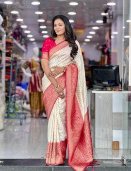 Designer Pure Soft Khadi Georgette Silk Saree with Contrast Weaving Blouse