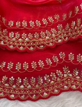 Primeisha Presenting Elegant Jimmy Choo Fabric Designer Saree with 3mm Sequins Embroidery & Matching Cut Work Border
