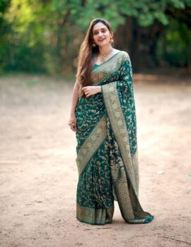 primeisha Presenting Organic Lichi Silk Banarasi Saree – Lightweight Elegance for Weddings