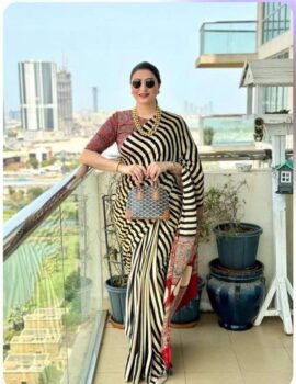 Primeisha Presenting Original Semi Gajji Silk Printed Saree with Blouse Piece