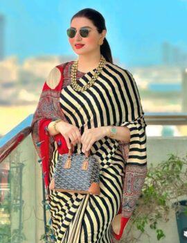Primeisha Presenting Original Semi Gajji Silk Printed Saree with Blouse Piece