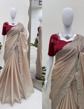 Primeisha Presenting Elegant Designer Saree in Jimmy Choo Fabric with Thread & Sequin Work