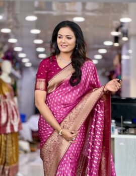 Designer Pure Soft Khadi Georgette Silk Saree with Contrast Weaving Blouse